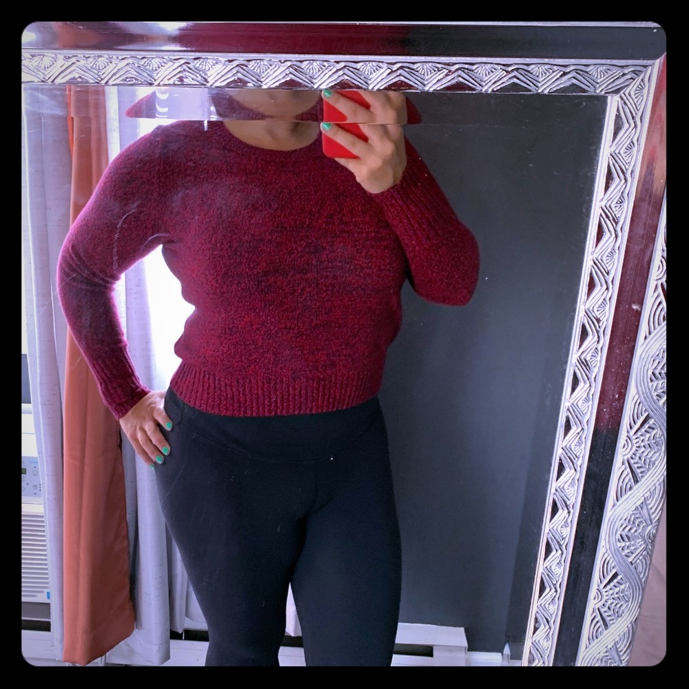 Red sweater crop top